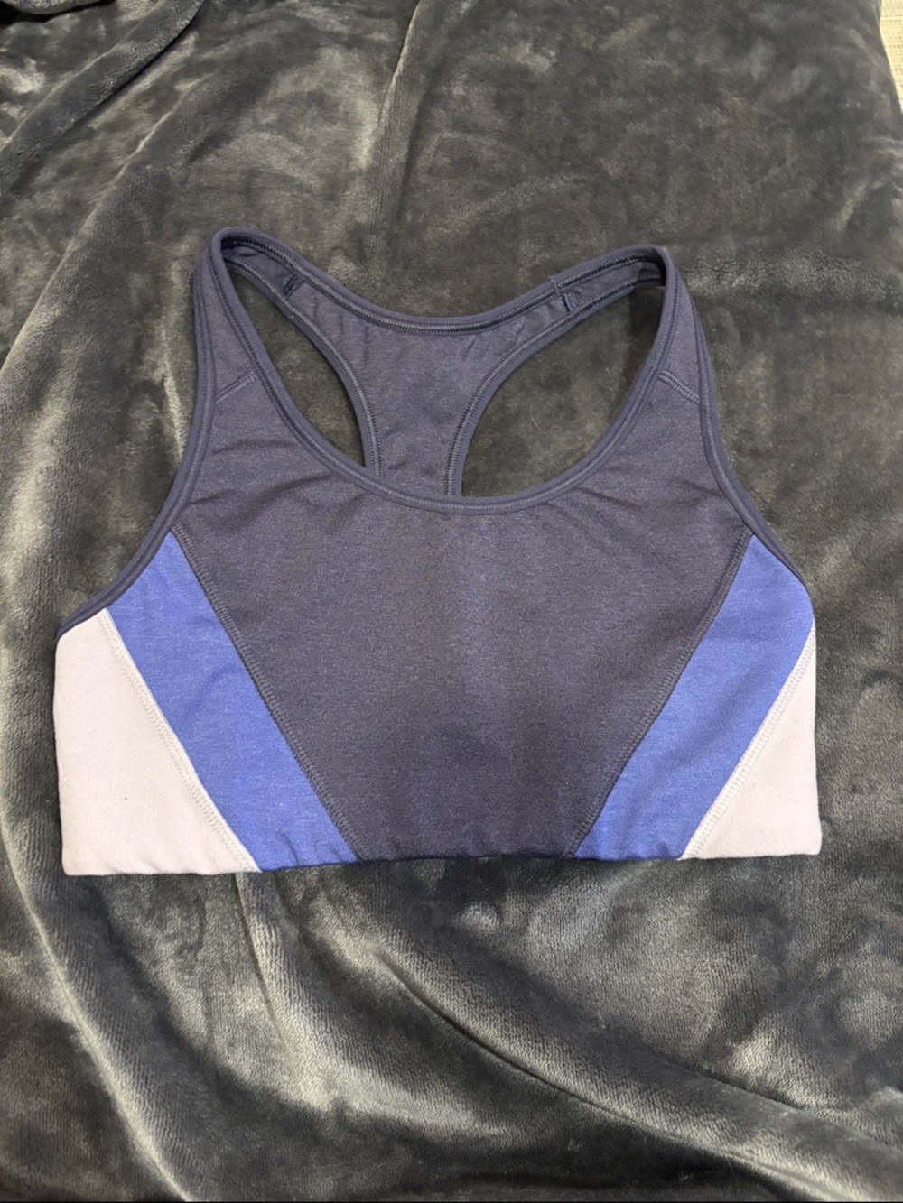 Old Navy Navy with Blue and Light Gray Colorblock Racerback Sports Bra